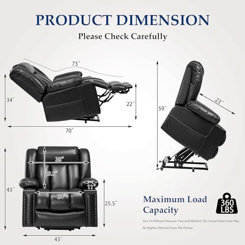 Power Lift Recliner Chair for Elderly with Heat and Massage, Adjustable Positions, Dark Brown P618617