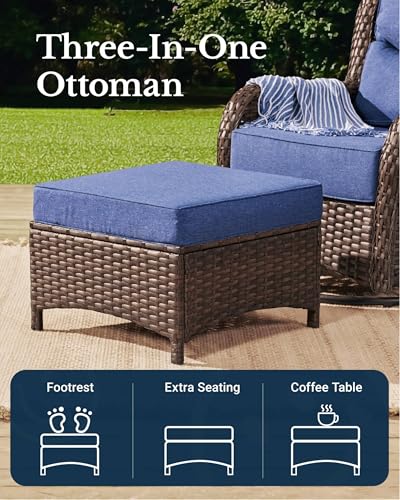 Outdoor Wicker Conversation Set with Cushions, 7 Pieces P4930