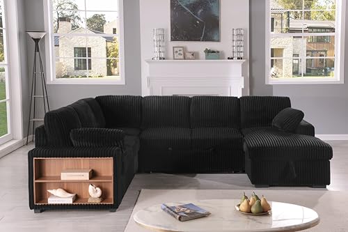 Oversized U Shaped Sleeper Sectional Sofa with Storage Chaise U17322