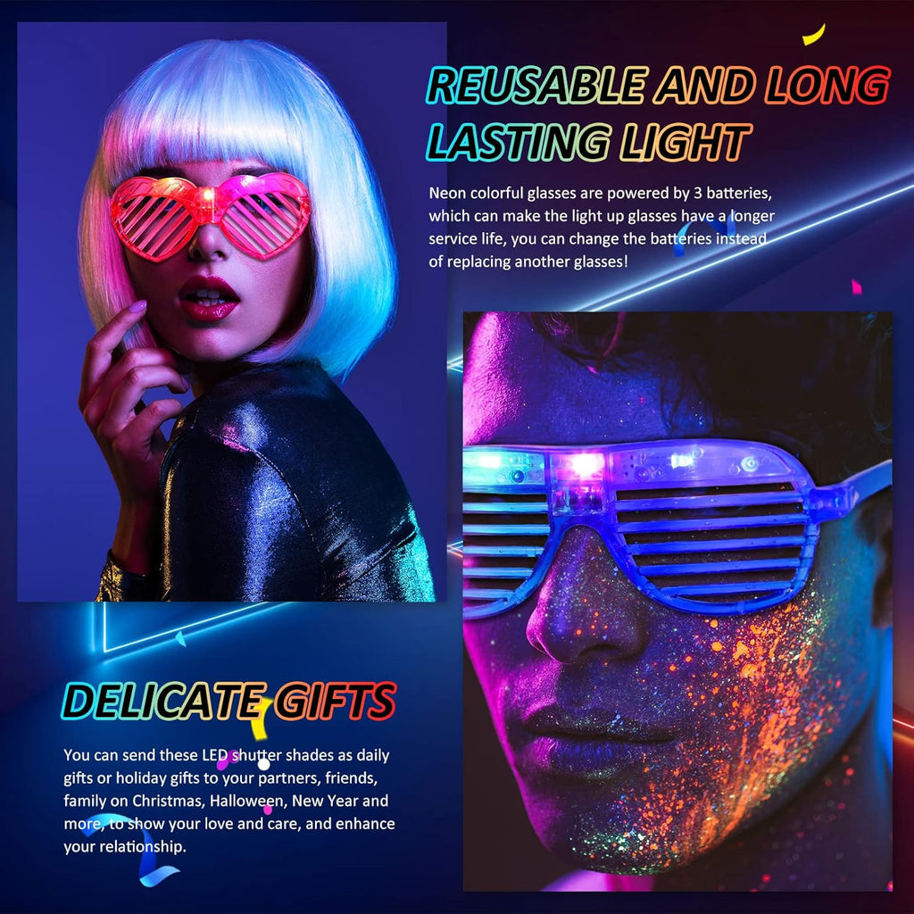 12 Pcs LED Glow in The Dark Glasses for Adult Party Supplies D28733