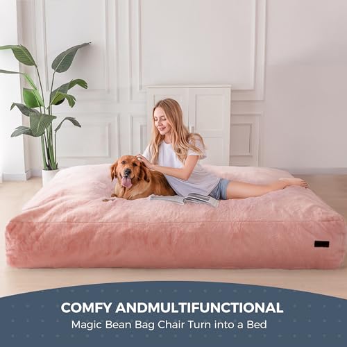Giant Bean Bag Chair Bed for Adults, Convertible Floor Sofa Mattress R473823