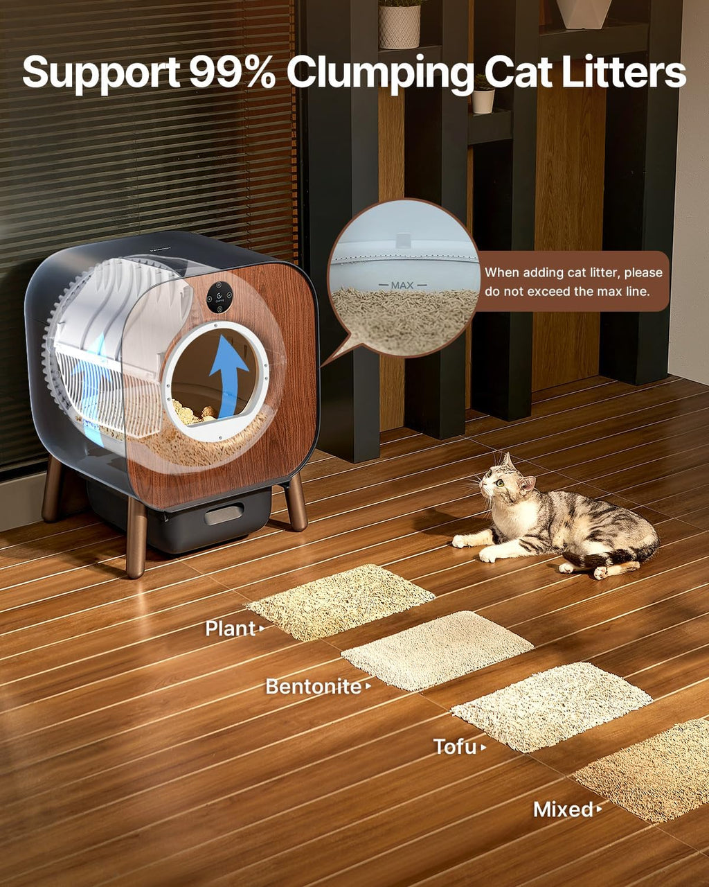 Automatic Self-Cleaning Cat Litter Box for Multi Cats, Extra Large with Odor Control E659