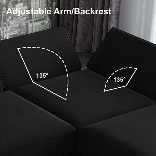 Modular Velvet Sectional Sofa with Chaise Lounge and Storage X4138