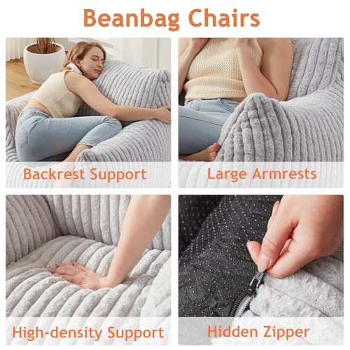 Plush Bean Bag Chair with Armrests for Adults and Teens M473