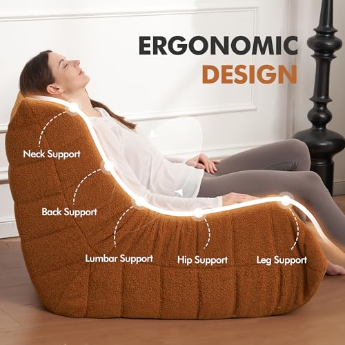 Bean Bag Chair for Adults with Memory Foam, Black Plush X409228