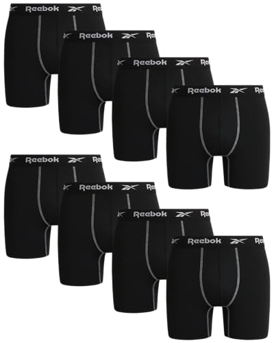 Reebok Men's Boxer Briefs - 8 Pack Performance Mens Underwear Boxer Briefs - Active Breathable Underwear for Men Pack (S-XL)
