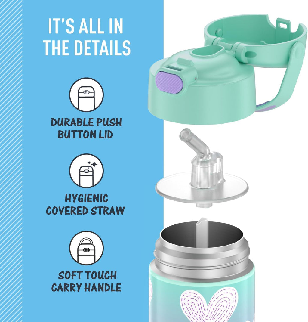 Kids Stainless Steel Vacuum Insulated Water Bottle with Straw, 12 oz T9235