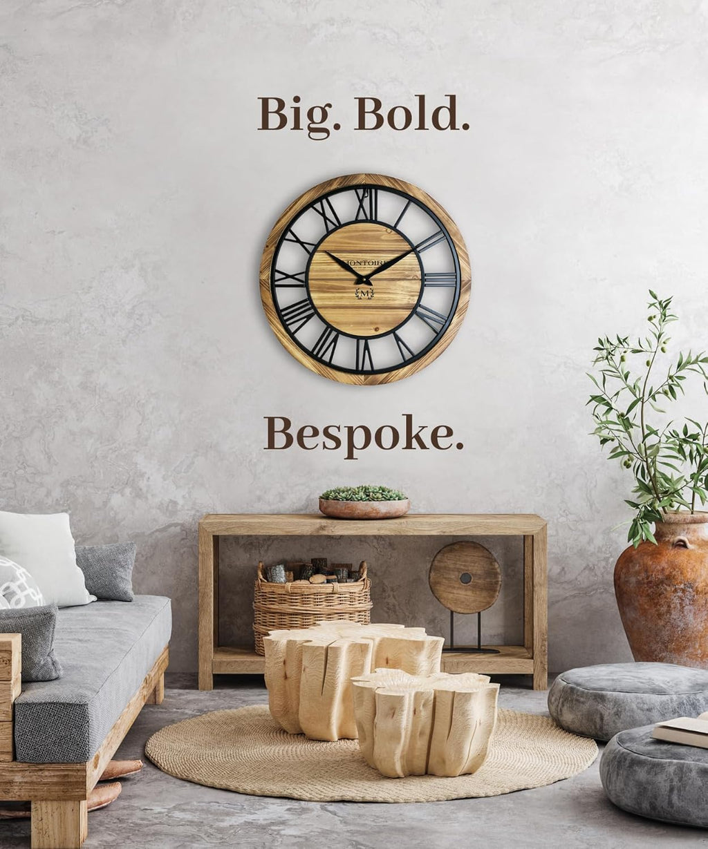 24 Inch Farmhouse Wall Clock with Roman Numerals for Living Room Decor K25724