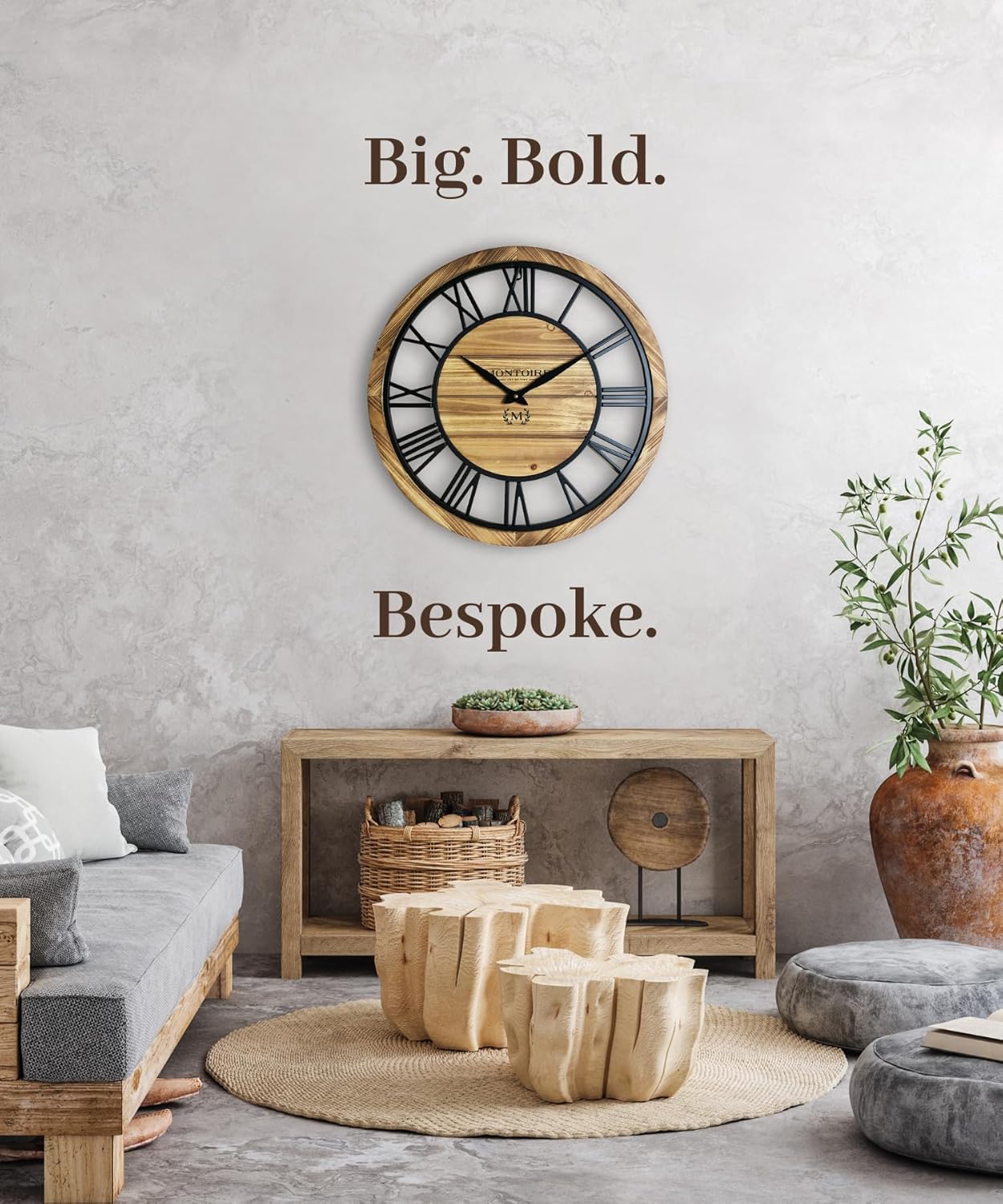 24 Inch Farmhouse Wall Clock with Roman Numerals for Living Room Decor K25724