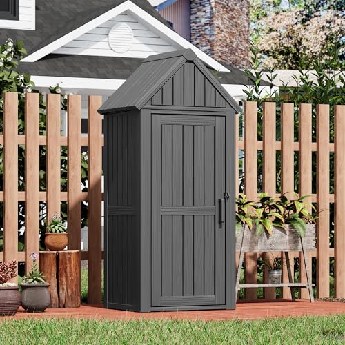 Outdoor Resin Storage Shed with Removable Shelves and Lock X97920