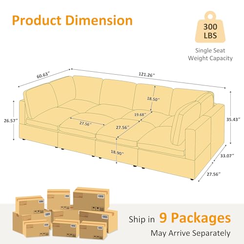 Modular Sectional Sofa with Ottoman for Small Apartments G42700