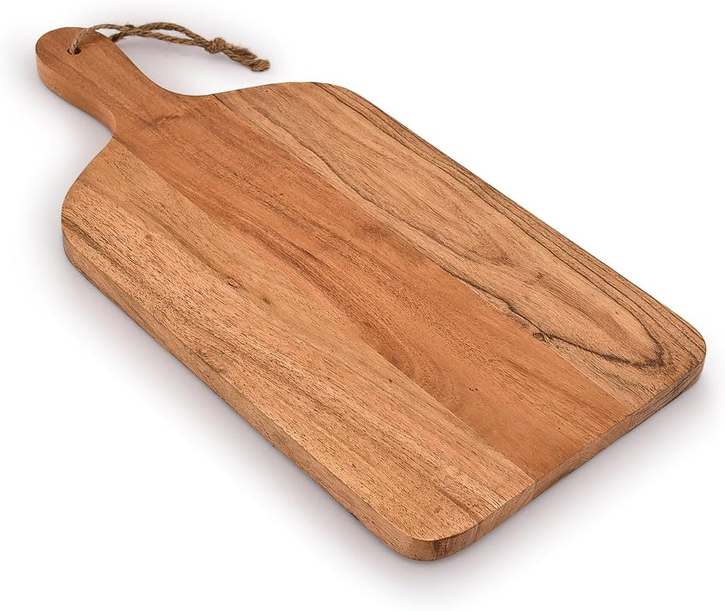Acacia Wood Cutting Board with Handle for Kitchen, Cheese, and Serving A24355