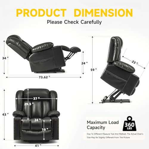 Power Lift Recliner Chair for Elderly with Heat and Massage, Adjustable Positions, Dark Brown P618617
