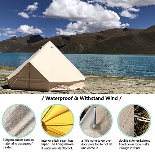 4 Season Large Waterproof Cotton Canvas Bell Tent with Stove Jack Hole G612