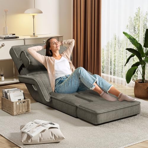 Folding Floor Chair with Adjustable Backrest, Portable Recliner Seat for Adults N6716