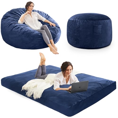 Giant Bean Bag Chair Convertible Bed with Microfiber Cover X2136