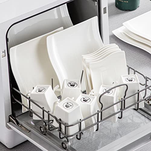 Ivory White Porcelain Dinnerware Set, 60 Piece for 12 H670941