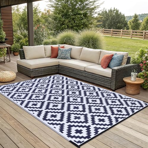 Waterproof Outdoor Rug 5x8 ft, Reversible Plastic Straw Patio Mat Z2613