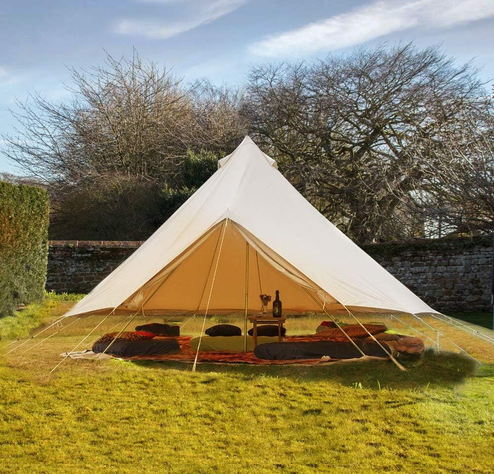 Waterproof Cotton Canvas Bell Tent with Stove Jack Hole for Camping X96807