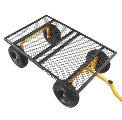 Heavy Duty Steel Mesh Utility Wagon Cart for Outdoor Hauling and Gardening I141134