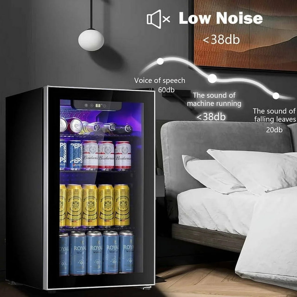 3.2 Cu.ft Beverage Refrigerator Cooler - 120 Can Mini Fridge with Glass Door E876188