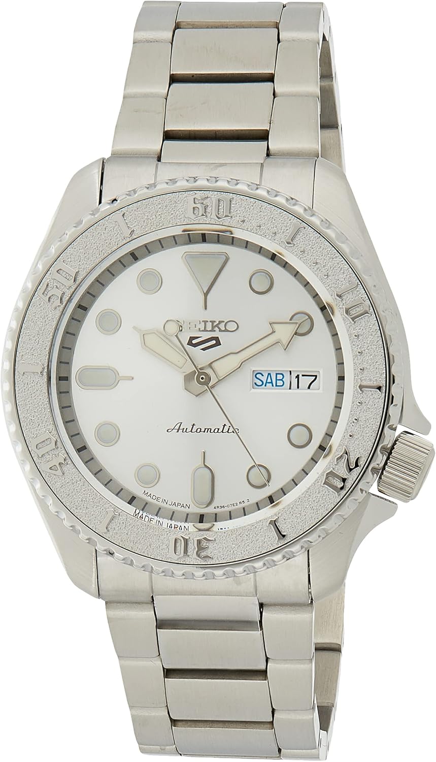 SEIKO Men's 5 Sports Automatic Watch with Stainless Steel Strap, Silver, 22 (Model: SRPE71)