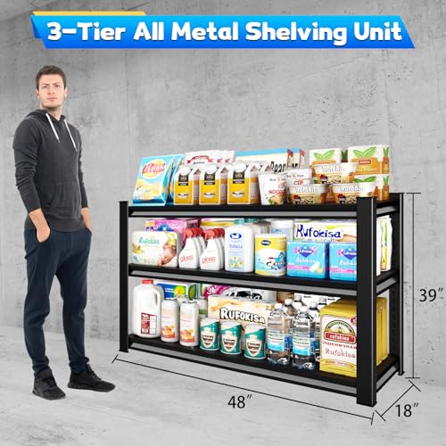 3-Tier Garage Shelving Unit, 48" W x 18" D x 39" H, 1650 lbs Capacity Q379974