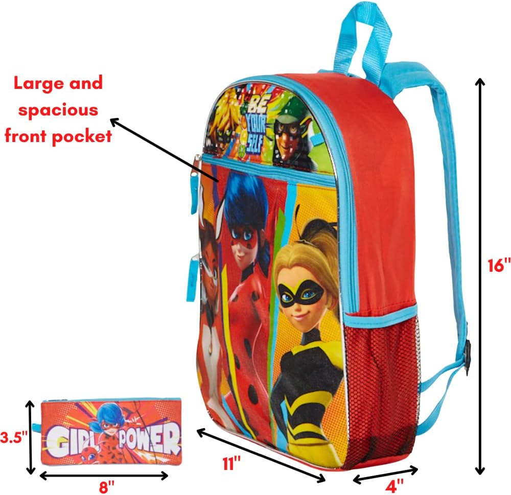Girl Power Be Yourself Backpack Set for Girls, 16 inch with Lunch Bag & Pencil Case A29678