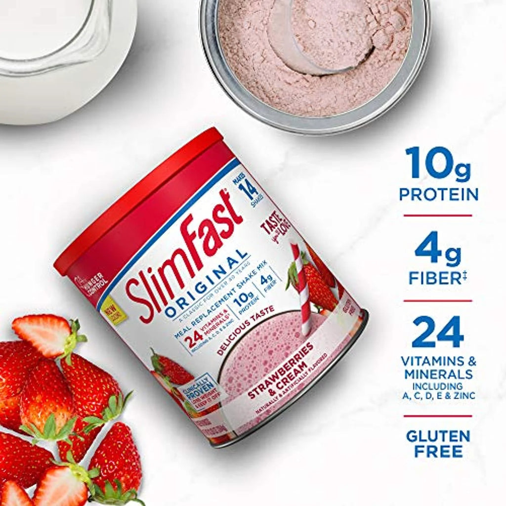 Strawberries & Cream Meal Replacement Shake Mix, 10g Protein, 14 Servings W4422