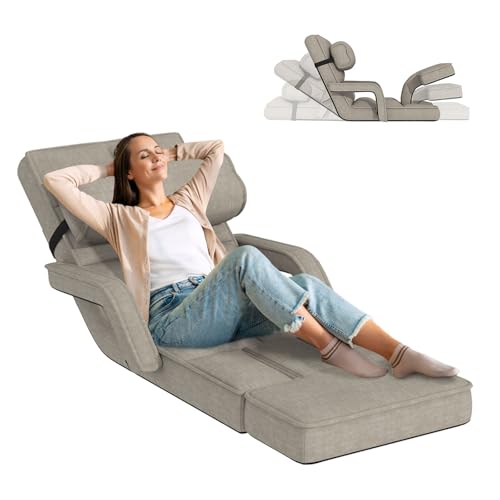 Folding Floor Chair with Adjustable Backrest, Portable Recliner Seat for Adults N6716