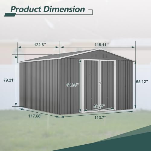 Outdoor Storage Shed, Heavy-Duty All-Weather Tool Shed with Lockable Doors C3585