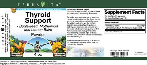 Thyroid Support Powder with Bugleweed, Motherwort and Lemon Balm, 4 oz I9368