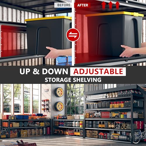 60" W Garage Shelving, 5-Tier Heavy Duty Metal Storage Shelves B8137