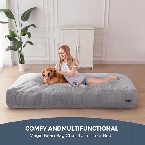 Giant Bean Bag Chair Bed for Adults, Convertible Floor Sofa Mattress R473823