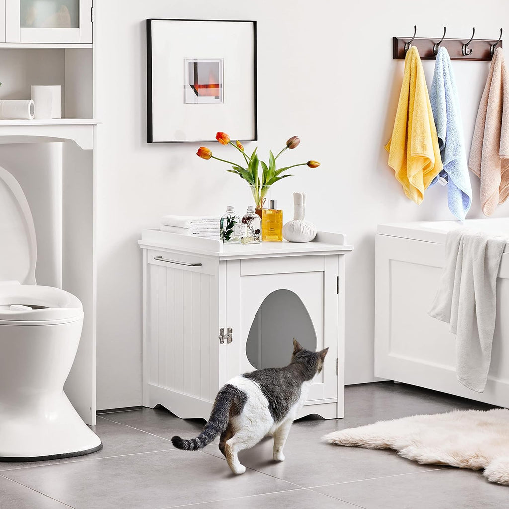 Hidden Cat Litter Box Enclosure Furniture with Side Table C6671
