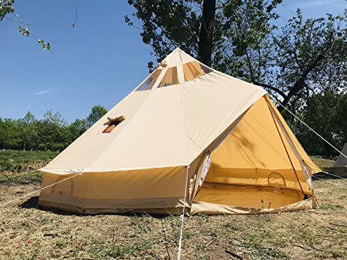 5M Star Gazer Bell Tent 4 Season Waterproof Cotton Canvas Glamping Yurt with Stove Jack Hole and Roof Windows for 6-8 Persons T8921