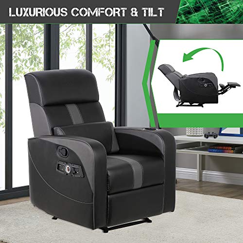 Recliner Gaming Chair with Bluetooth Audio, Headrest Speakers, Footrest and Cupholder M149