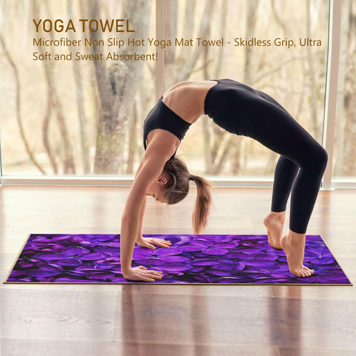 Non Slip Sweat Absorbent Yoga Mat Towel with Storage Bag E4212