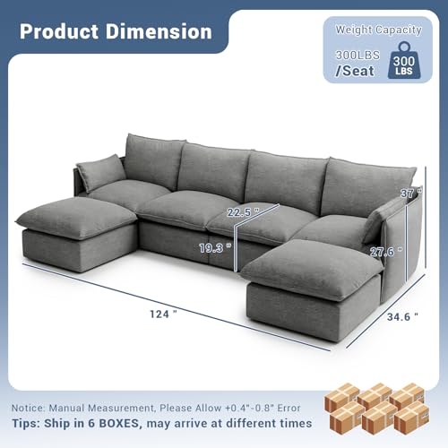 Modular Sectional Sofa, Waterproof Down Filled, Dark Gray C7587
