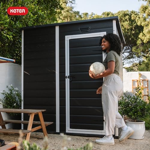Outdoor Storage Shed 4x6 Resin for Patio Furniture, Garden Tools and Lawn Mower H639446