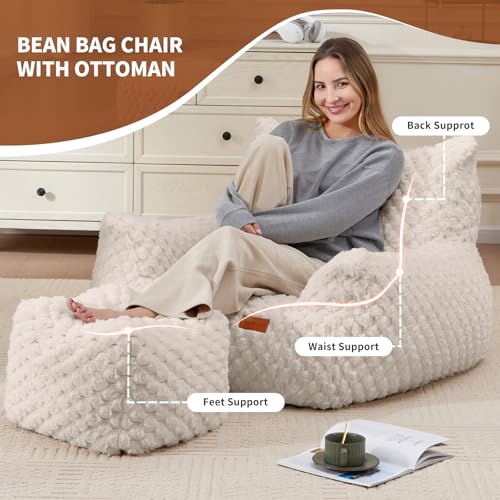 Giant Bean Bag Chair for Adults with Foot Rest Z4047