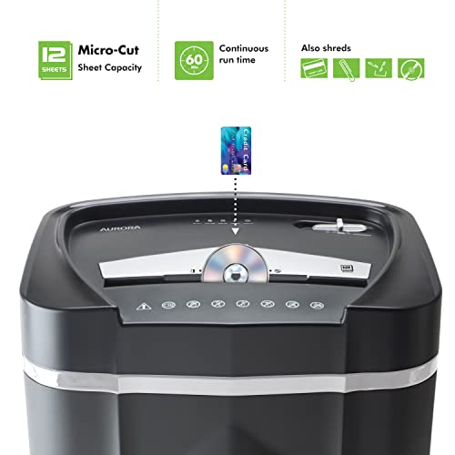 Micro-Cut Paper/CD/Credit Card Shredder, 12-Sheet, 60 Min Run Time V205