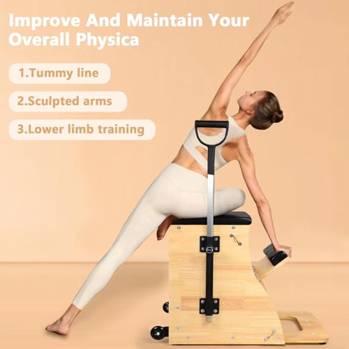Pilates Chair with Split Pedals and Handles for Home Gym Workout N164