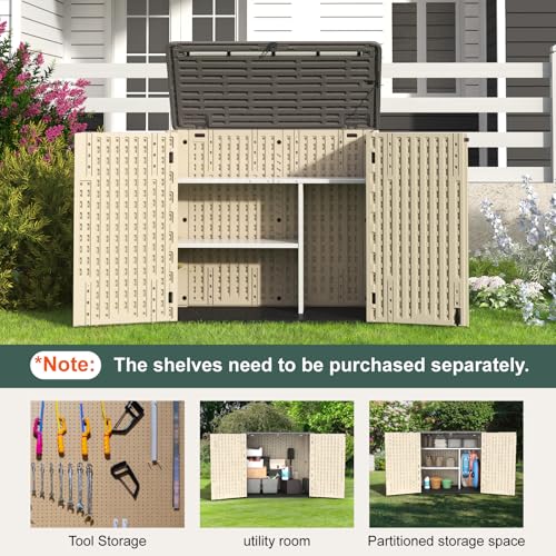 60 Cu.Ft Vertical Outdoor Storage Shed, All-Weather Resin Cabinet with Lockable Floor I975