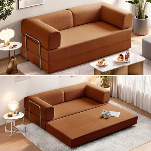 Foldable Floor Sofa Bed with Pillow Back and Armrest, Dark Gray S29408