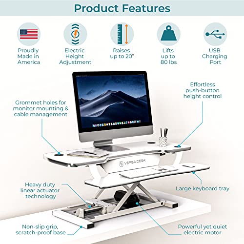 Electric Standing Desk Converter, Height Adjustable Sit to Stand Riser, Dual Monitor Workstation, Black Z74939
