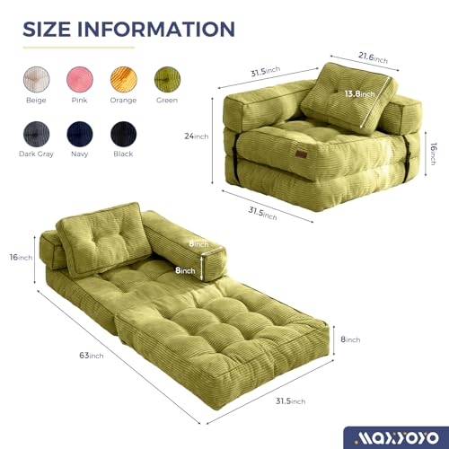 Folding Sofa Bed, L-Shaped Convertible Sleeper Couch with Armrest and Pillow, Dark Grey M375676