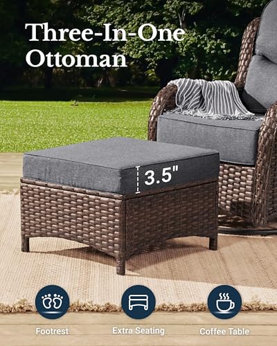 Outdoor Wicker Conversation Set with Cushions, 7 Pieces P4930