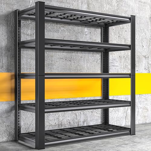 Heavy Duty Metal Shelving 5 Tier Adjustable Storage Shelves, 72" H x 35.5" W x 16" D, Black D96275