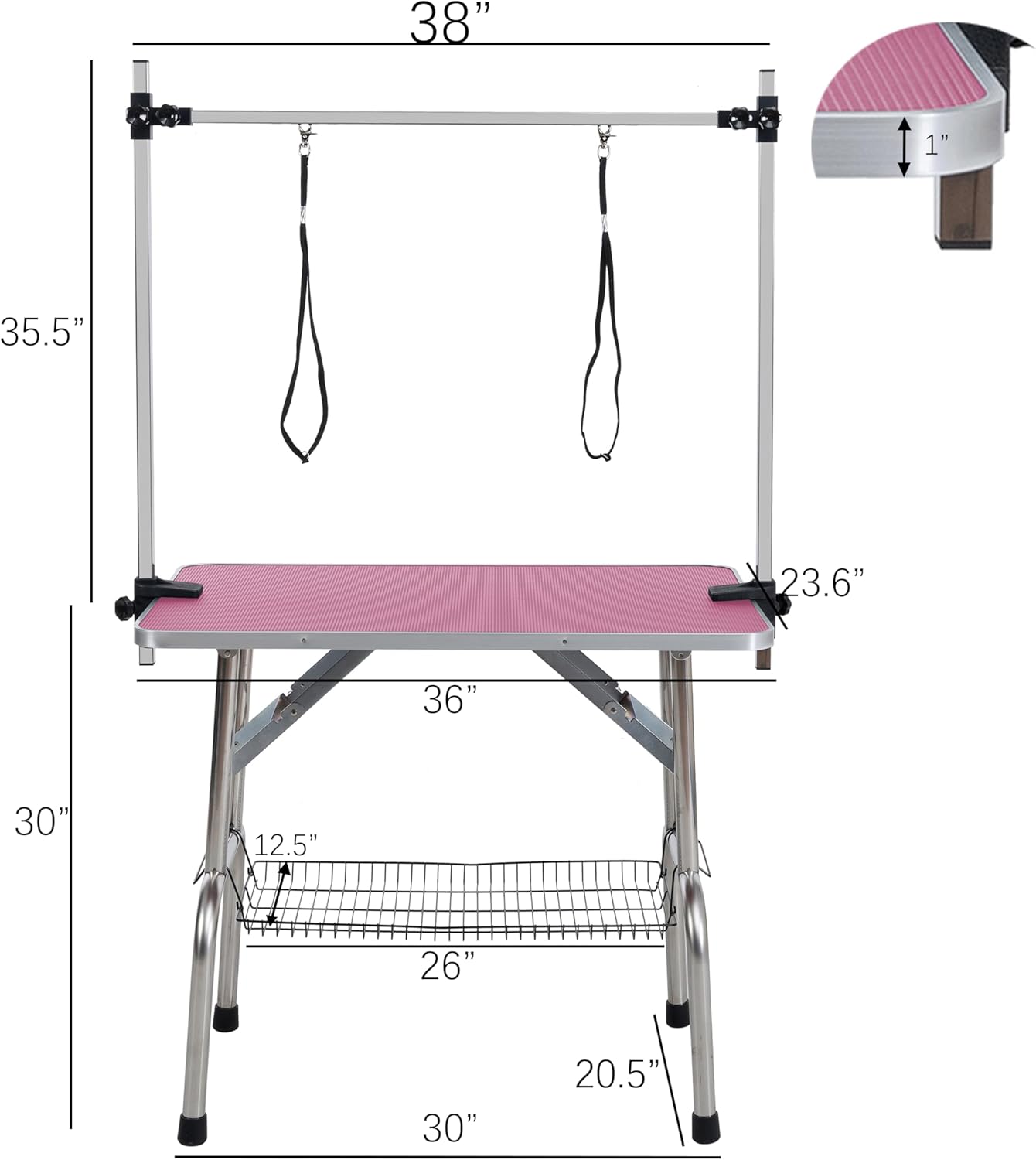 Folding Dog Grooming Table with Adjustable Arm for Small & Medium Dogs T5981